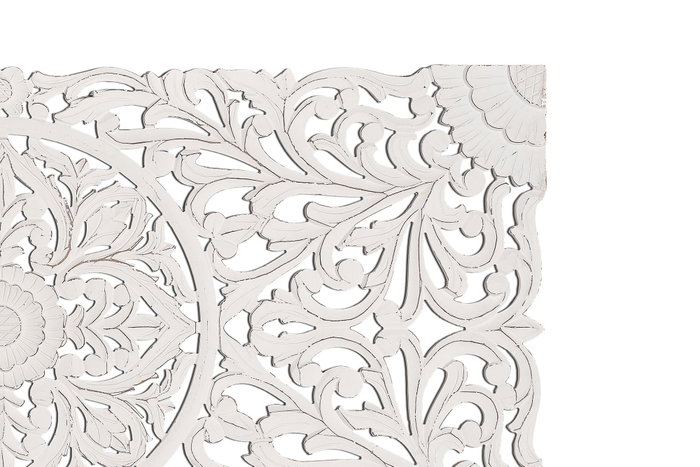 GINER Y COLOMER Cabecero o Panel Decorativo Entallado a Mano 166 cm Ancho, Blanco Envejecido, MDF, para Pared